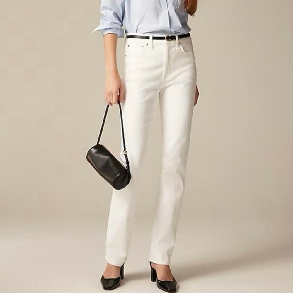 NWT J.Crew Tall '96 Slim Straight Denim Jeans Semi-Stretch White Size 29 Tall